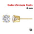 1 Pair, 14k Gold Filled CZ Post Earring, 6.0 mm, (GF-769-6)
